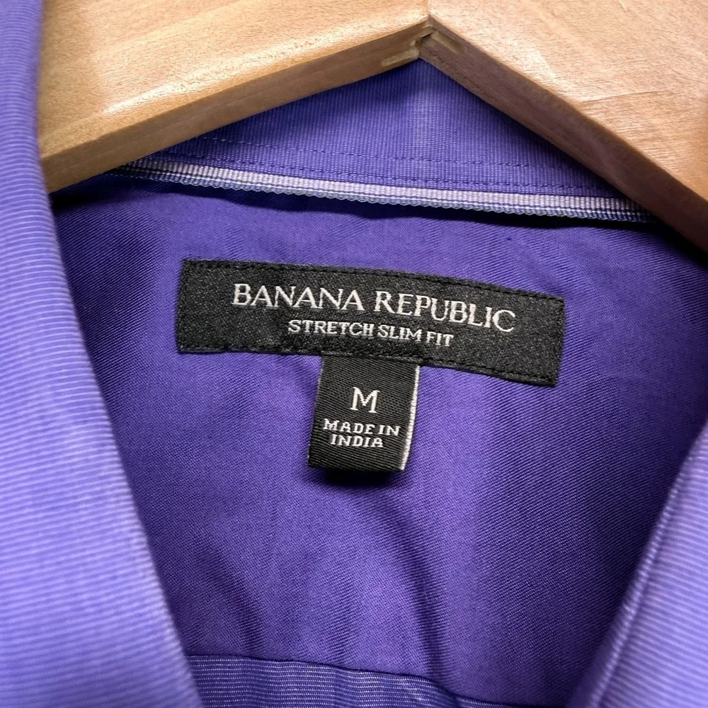 Banana Republic Mens Button Up Shirt Purple Long Sleeve Stretch Slim Fit M